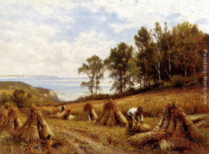 In The Cornfields, Near Luccombe, Isle Of Wight painting - Alfred Glendening In The Cornfields, Near Luccombe, Isle Of Wight art painting